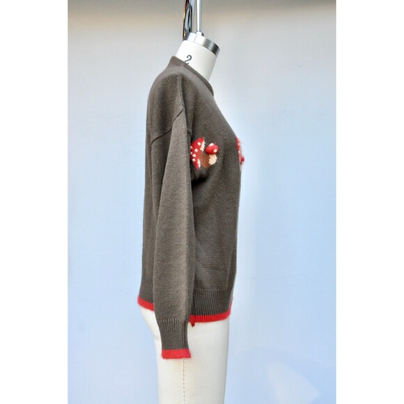 Vintage Mushrooms Psychedelic Sweater Fall Winter Woodland Gypsy Boho S M - Picture 6 of 10